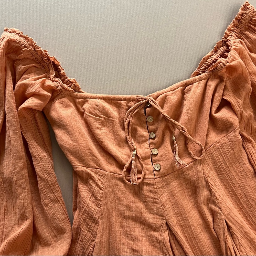 Free People Orange Off Shoulder Gauze Dress - Picture 5 of 16